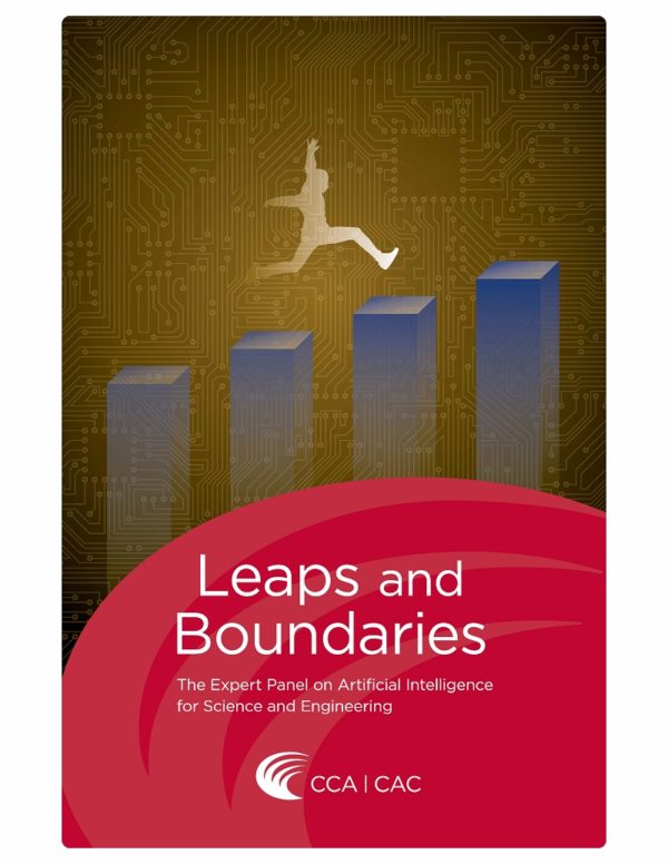 Cover of a book called "Leaps and Boundaries" with a figre of a man jumping over a bar chart